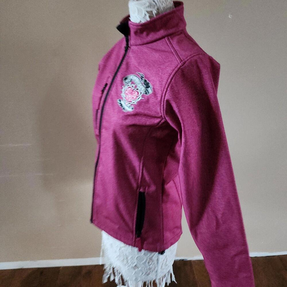 Cowgirl Hardware Pink Embroidered Softshell Fleece Lined Full Zip jacket M - Picture 3 of 9